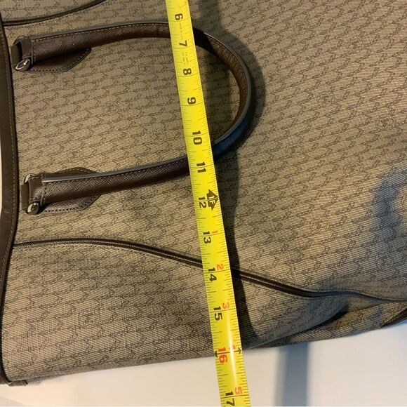 MONTBLANC  BROWN GRAY SIGNATURE BAG PVC LEATHER ITALY Excellent - Picture 14 of 16